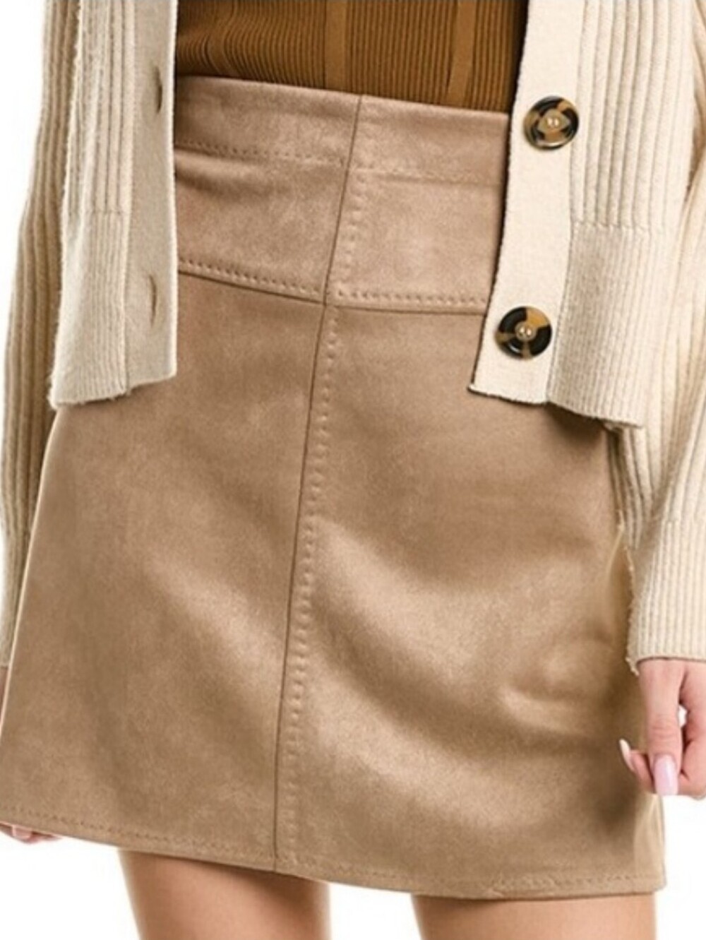 Max Studio Faux Suede Mini Skirt Tan Oatmeal Size Large New